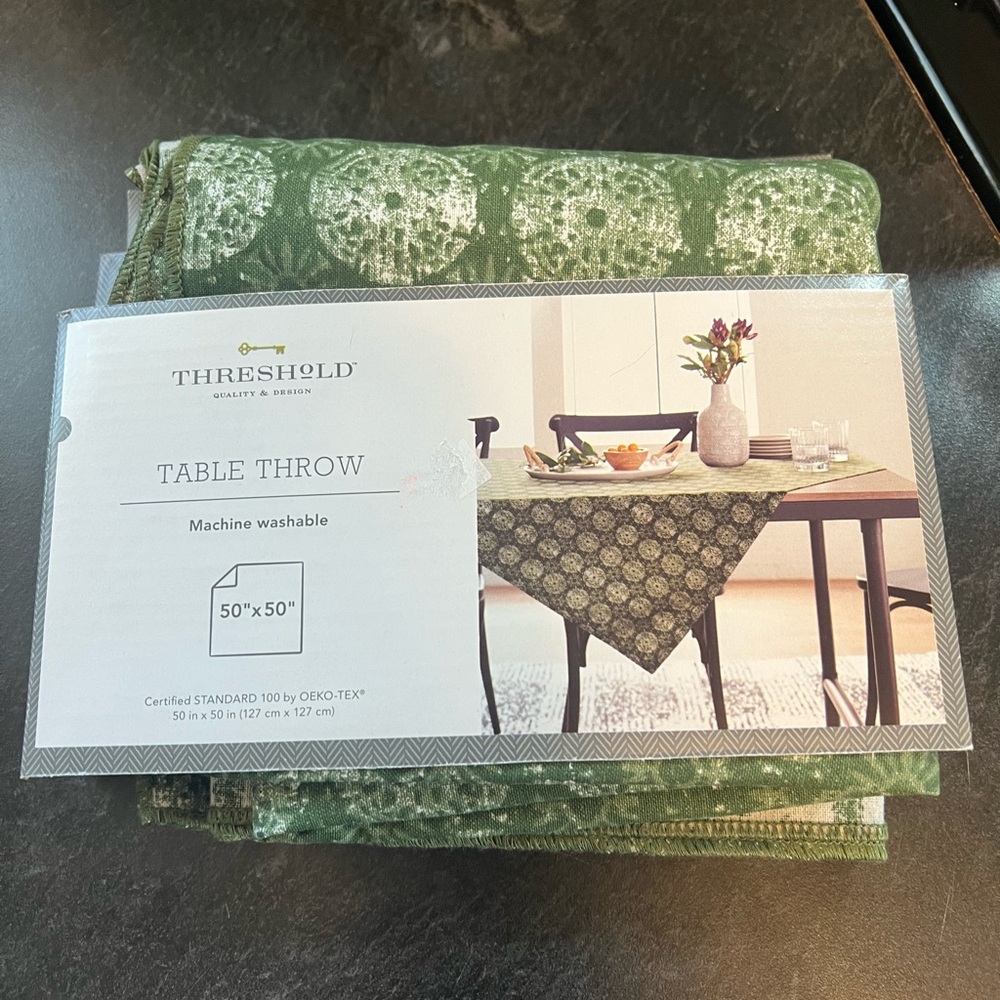 Threshold Olive Green Table Throw